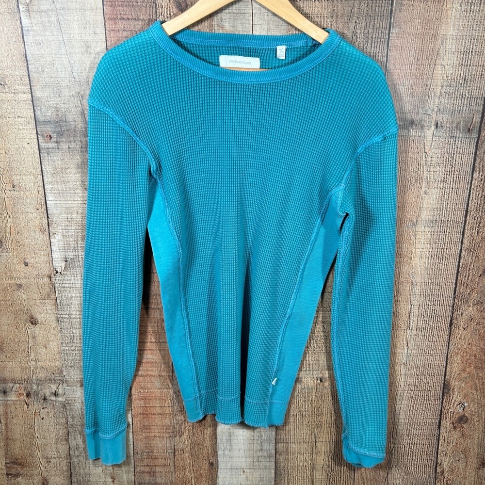 Standard Cloth Urban Outfitters Teal Blue Waffle Knit Thermal Long Sleeve Shirt